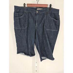 Faded Glory Womn's Blue Mid Rise Button Closer Blended Fiber Short Size 20W